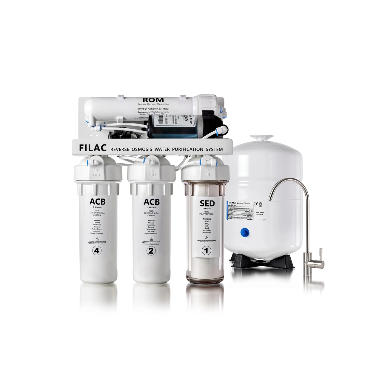 Reversed osmosis water filter with pump